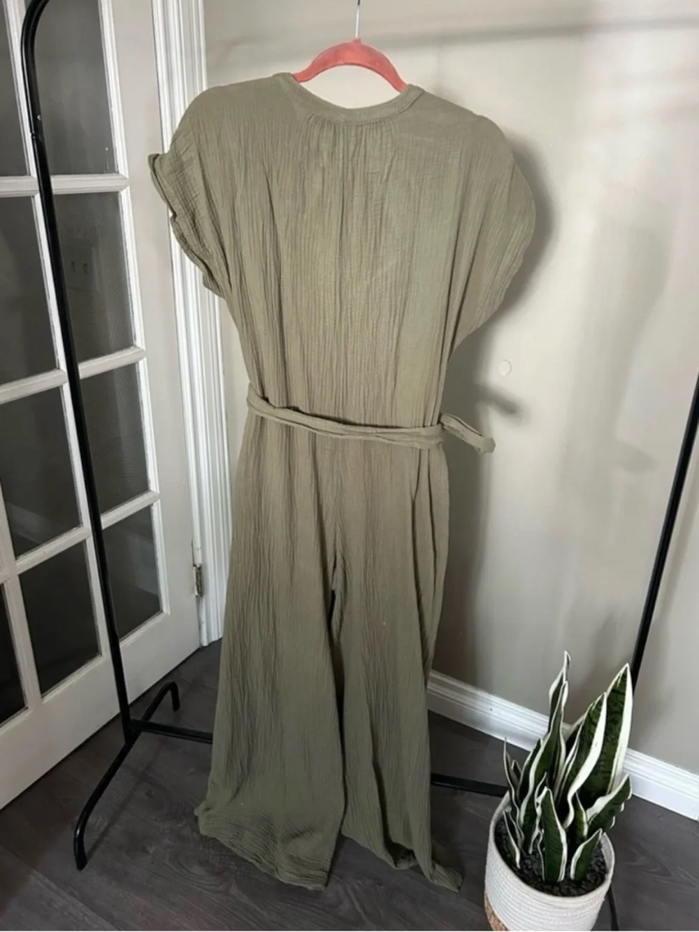 Gap Green Gauze Belted Jumpsuit (14 Tall) - Picture 4 of 7